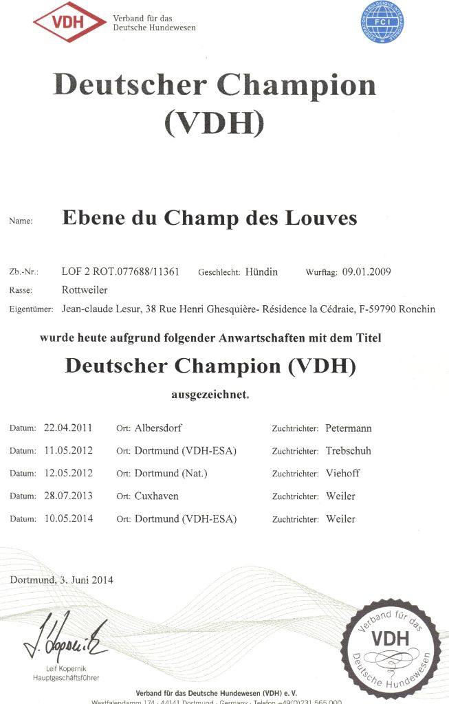 CH. Ebène du champ des louves